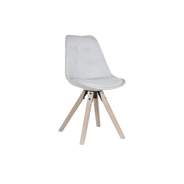 DKD Home Esszimmerstuhl mit hellgrauem Polyester und Holzbeinen - Homely Family Shop