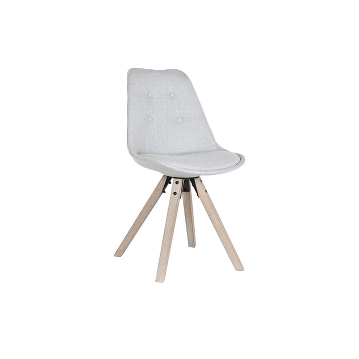 DKD Home Esszimmerstuhl mit hellgrauem Polyester und Holzbeinen - Homely Family Shop