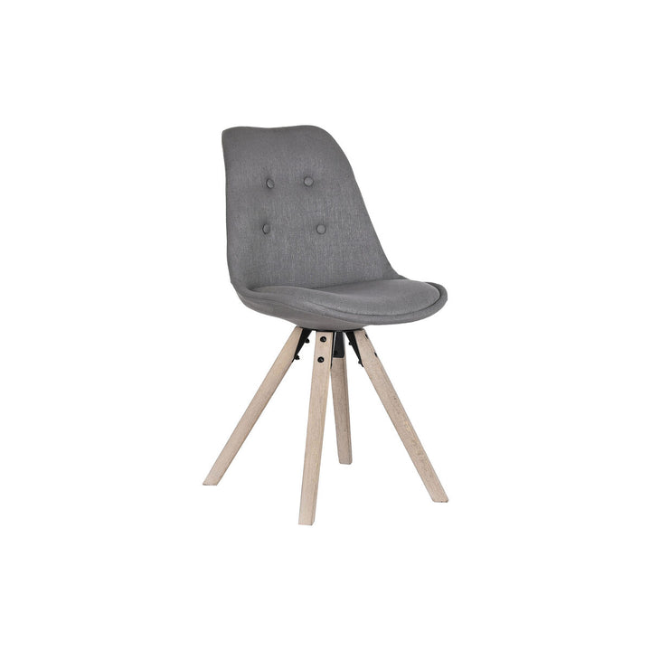 DKD Esszimmerstuhl mit dunklem Polyester und Holzbeinen - homely Family Shop