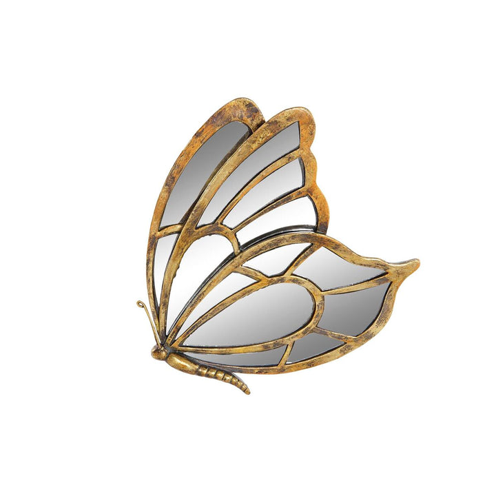DKD Home Deko Wandspiegel mit goldenem Schmetterling aus Harz - homely Family Shop