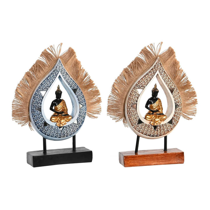Zwei orientalische Buddha-Figuren von DKD Home Decor in Beige und Blau - homely Family Shop