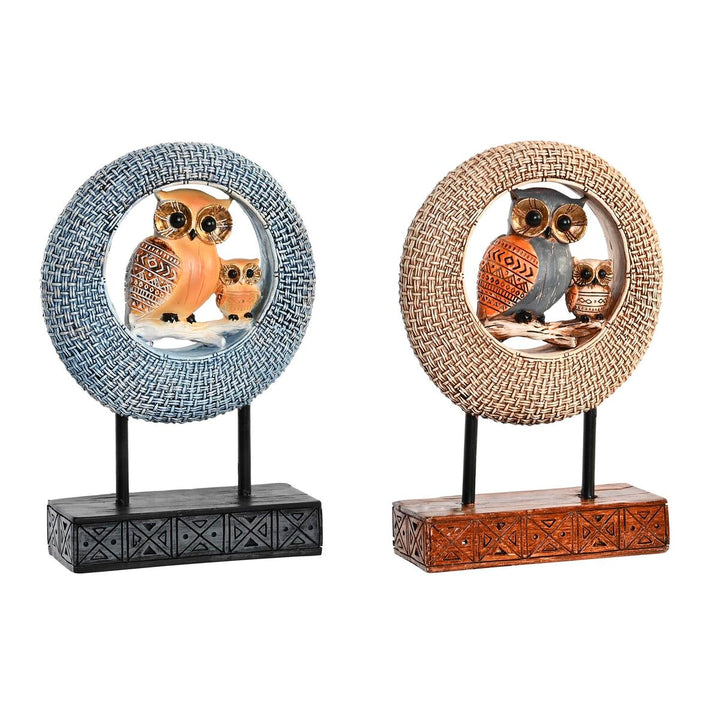 DKD Home Decor Eule Figuren, Beige und Blau, Boho Design - homely Family Shop