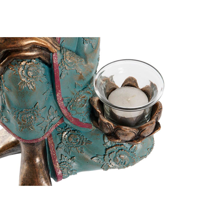 Grüne Buddha Figur mit orientalischem Design hält Kerzenhalter - homely Family Shop