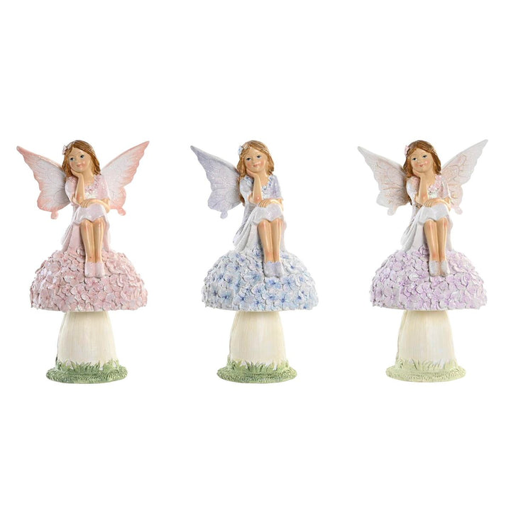 DKD Home Decor Fee Figuren auf Pilzen, rosa, blau und lila - homely Family Shop
