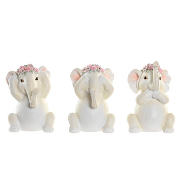 DKD Home Decor Elefant Figuren aus Harz in Rosa und Weiß, 10cm - homely Family Shop