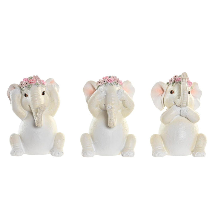 DKD Home Decor Elefant Figuren aus Harz in Rosa und Weiß, 10cm - homely Family Shop
