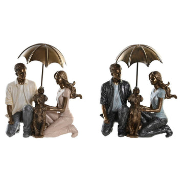 Bunte DKD Home Dekor Figuren: Paar mit Hund unter Schirm - Homely Family Shop