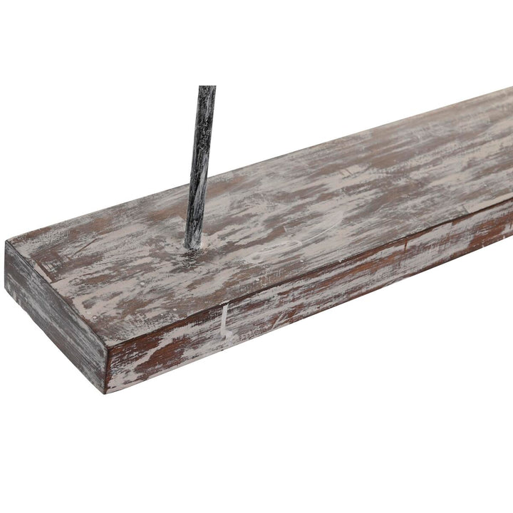 Deko-Figur mit antikem Finish, braunem Aluminium und Mango-Holz Spiralen.