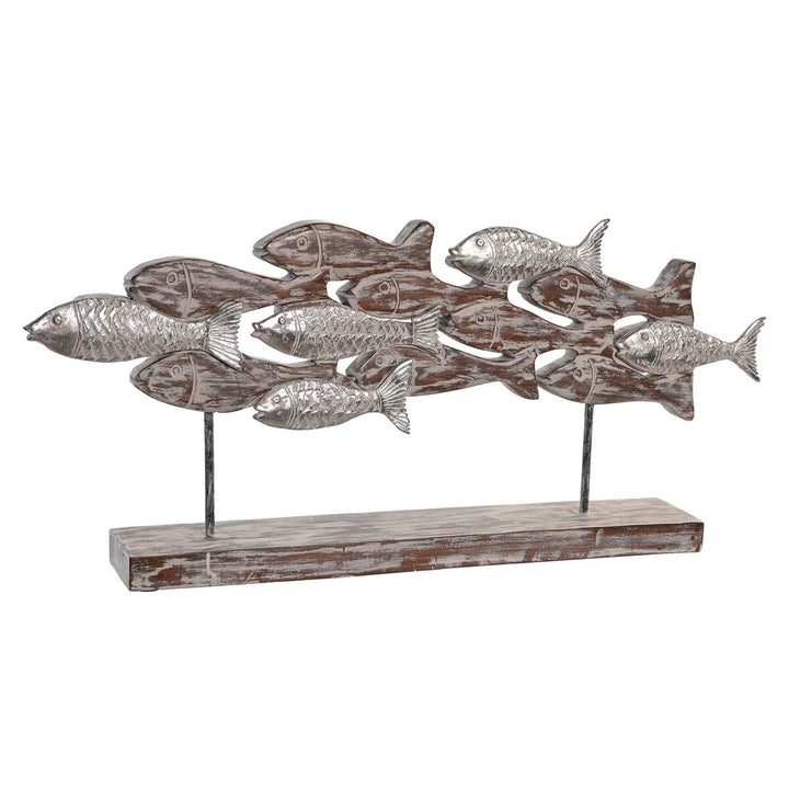 Deko-Figur mit antikem Finish. Braune Aluminium- und Mango-Holz Spiralen Design.