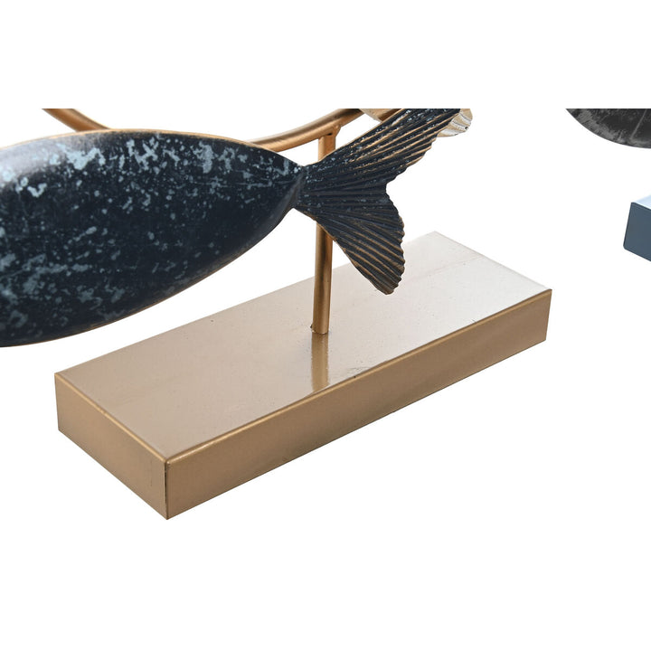 DKD Home Decor Deko-Figur mit Spiralen, blau-gold und mediterranem Stil.