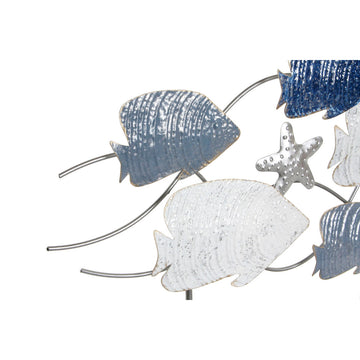 DKD Home Decor Deko-Figur mit Fischen und Seestern im Spiraldesign, Grau, Blau, Weiß.