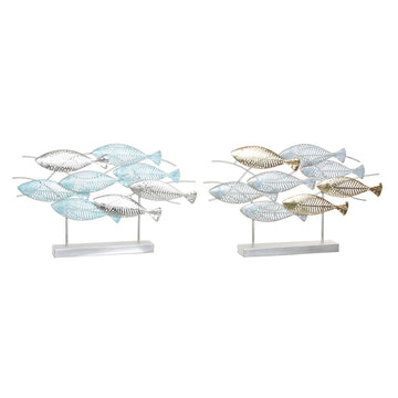 DKD Home Decor Deko-Figuren mit Spiralen in Silber, Blau und Gold. Mediterraner Stil.