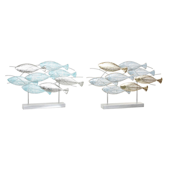 DKD Home Decor Deko-Figuren mit Spiralen in Silber, Blau und Gold. Mediterraner Stil.