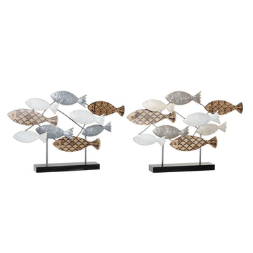 DKD Home Decor Deko-Figuren mit Fisch-Motiv, Spiralen in Schwarz, Blau und Braun.