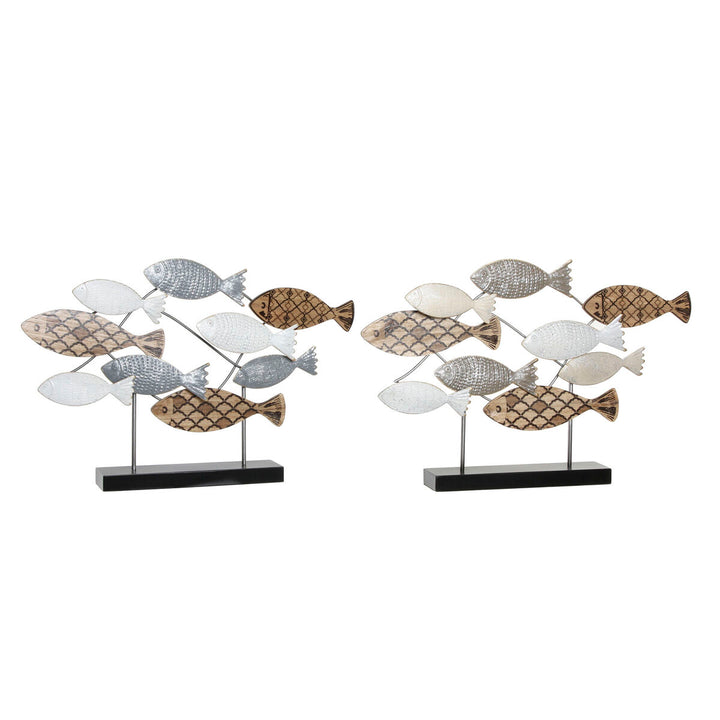 DKD Home Decor Deko-Figuren mit Fisch-Motiv, Spiralen in Schwarz, Blau und Braun.
