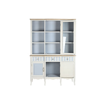 DKD Kristall Vitrine mit Glas, blau-weiß gestreift - Homely Family Shop