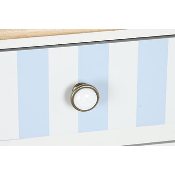 Nahaufnahme: DKD Home Dekor Anrichte mit blau-weißen Streifen und Knopf - homely Family Shop