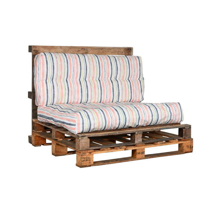 DKD Home Decor Bodenkissen, bunt gestreift, auf Holzpalette. Bequemes Sitzkissen.