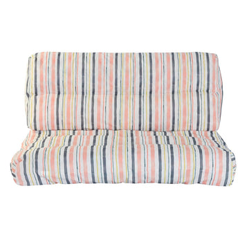 Buntes DKD Home Decor Boden Kissen mit Streifen Design und Aluminium Details.