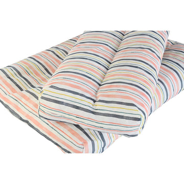 Buntes DKD Home Decor Boden Kissen mit Streifen Design, ideal für bequemes Sitzen.