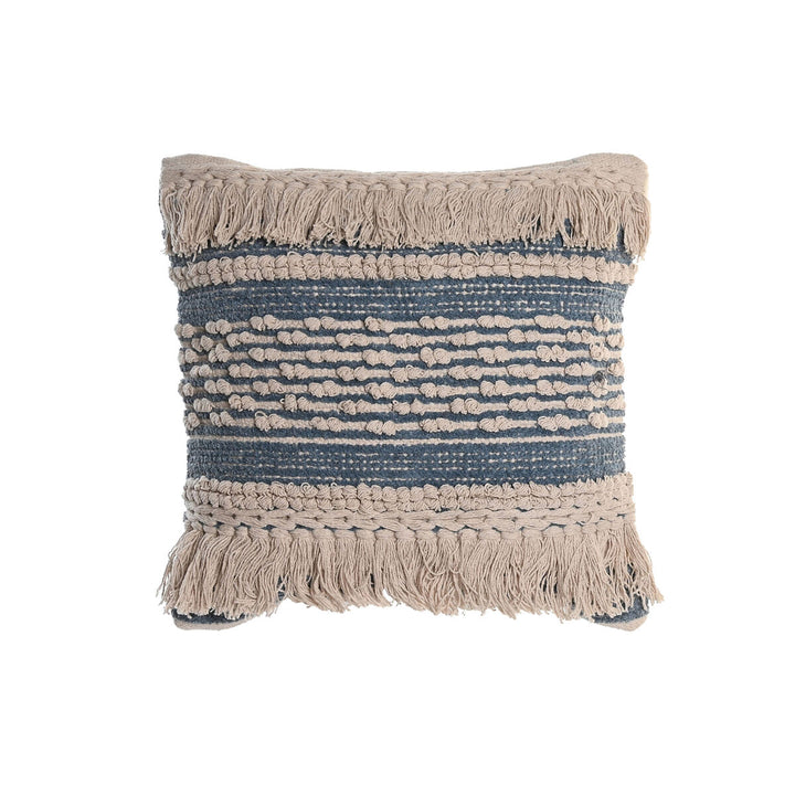 Blaues Kissen mit Fransen im Boho-Stil von DKD Home Decor für eine stilvolle Dekoration.