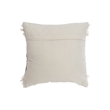 Beige Kissen im Boho-Stil mit Fransen, schwarz/beige Deko Kissen.