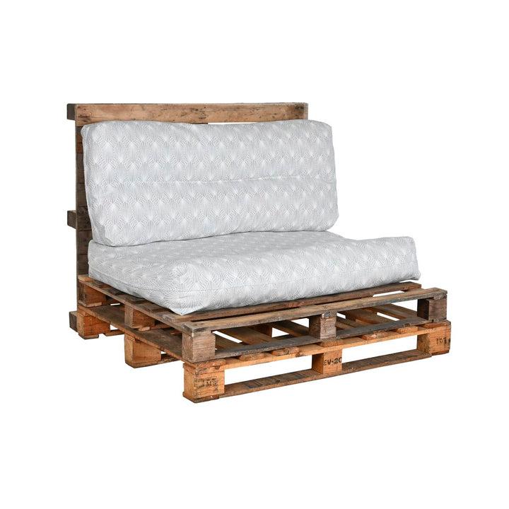 Weiß-grünes DKD Home Decor Boden Kissen mit geometrischem Muster auf Bambus-Palette.