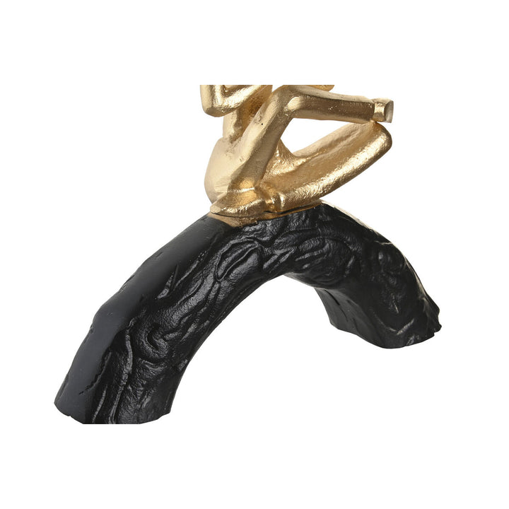 DKD Home Decor Yoga Figur: Goldene Yoga-Figur auf schwarzem Sockel. Elegante Deko-Figur.