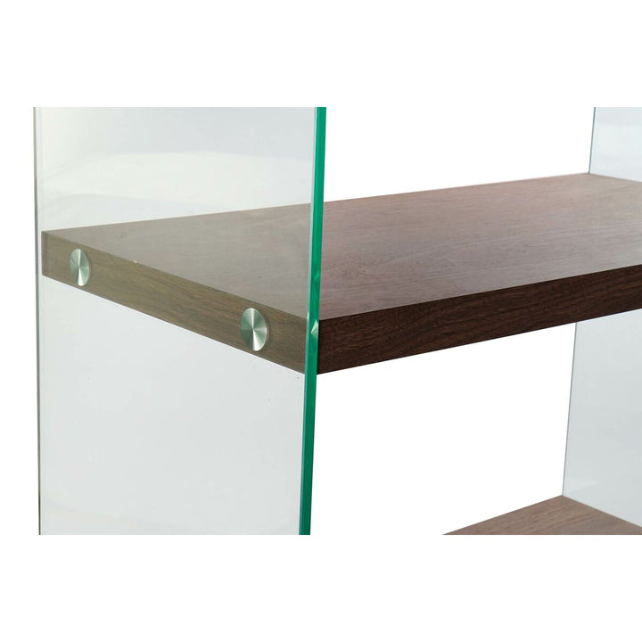 Detailaufnahme von DKD Home Dekor Regal mit dunklem Nussbaumholz und Glas - homely Family Shop