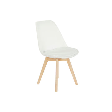 DKD Home Dekor Stuhl mit weißem Sitz und Holzbeinen - homely Family Shop