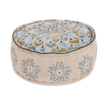 Beige DKD Home Dekor Puff mit blau-beigen Blumenmuster - homely Family Shop