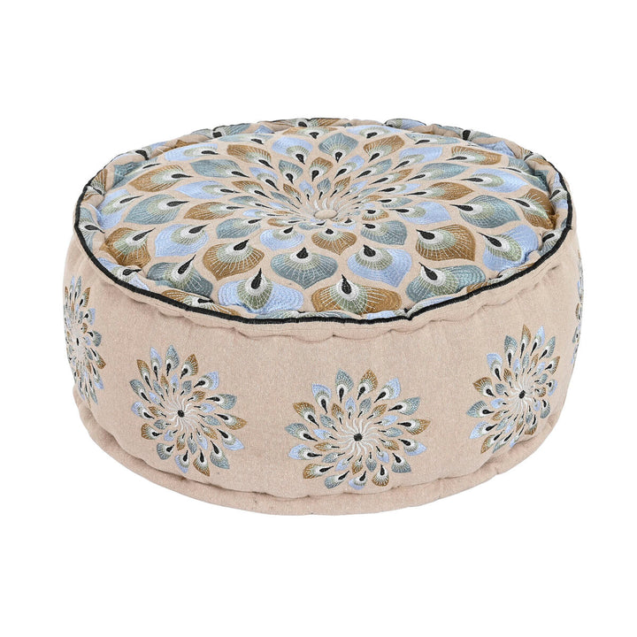 Beige DKD Home Dekor Puff mit blau-beigen Blumenmuster - homely Family Shop