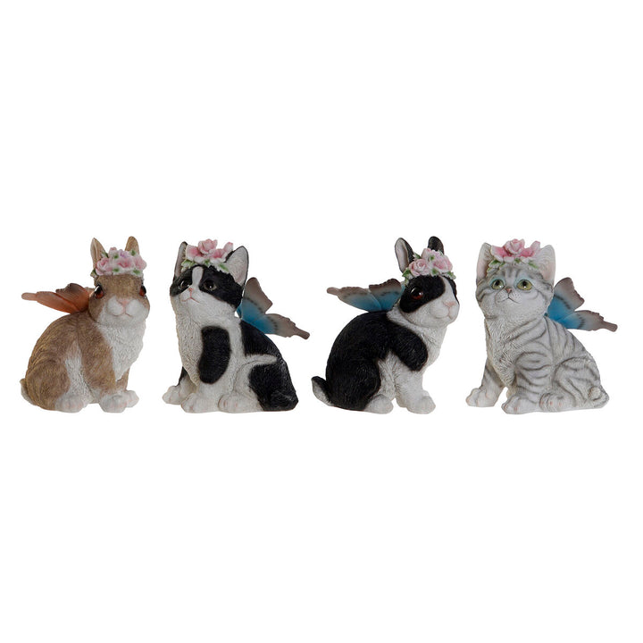 DKD Home Decor Tierfiguren mit Flügeln und Blumenkränzen, 11x13x15 cm. Dekorative Tiere.