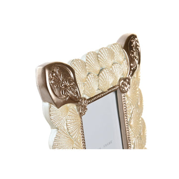 Romantischer Fotorahmen mit Muschelmuster, Kupfer und Weiß Harz, 20,4 x 2,5 x 26 cm.