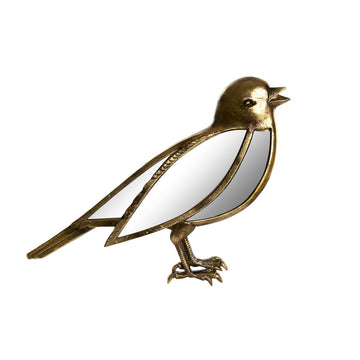 Goldene Deko-Figur in Vogelform, 41,5 cm hoch mit Spiegel-Details für stilvolle Dekoration.