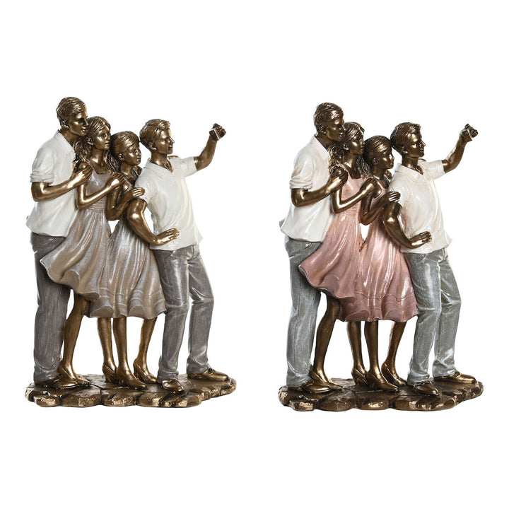 Deko-Figurenset einer Familie in Rosa, Gold und Weiß. Dekorative Familienfigur.