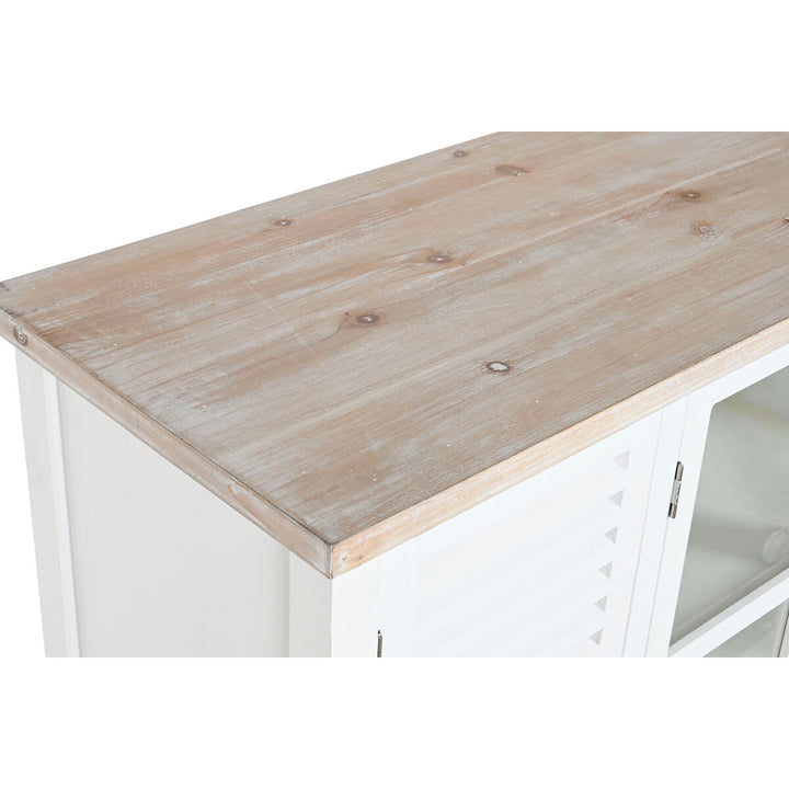 Weiße DKD Anrichte mit Holzplatte und MDF Türen - Homely Family Shop
