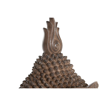 Braune Buddha Deko-Figur im orientalischen Stil mit detailliertem Kopf und dekorativer Spitze.