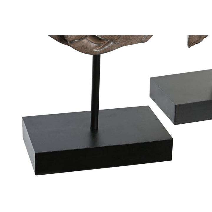 Schwarze braune Buddha Figuren mit orientalischem Design als Deko-Set.