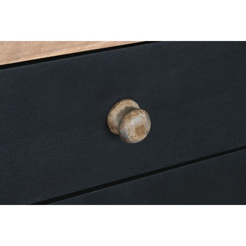 Detailaufnahme: Schwarze Anrichte mit Holzknauf - homely Family Shop