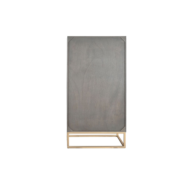 DKD Home Dekor Schrank mit Holz in Dunkelgrau und goldenem Metallfuß - homely Family Shop