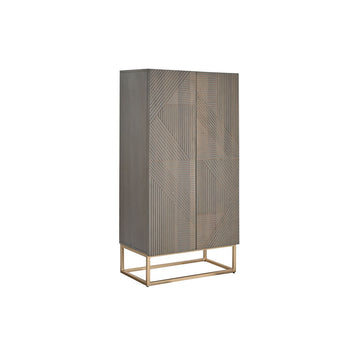 DKD Home Dekor Schrank aus Holz, dunkelgrau mit goldenem Gestell - homely Family Shop