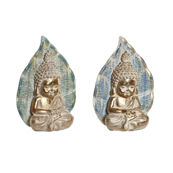 Zwei blaue Buddha Figuren, orientalisch türkis mit Decapé Finish. Deko-Figur für Zuhause.