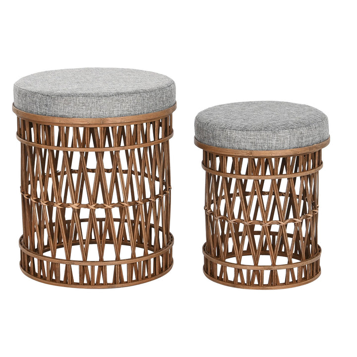 DKD Home Deko Fußstützen aus braunem Bambus mit grauem Sitz - homely Family Shop