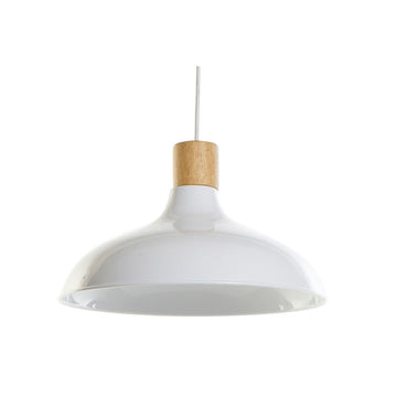Weiße Metall Deckenlampe mit braunem Kiefernholz von DKD Home Decor - homely Family Shop
