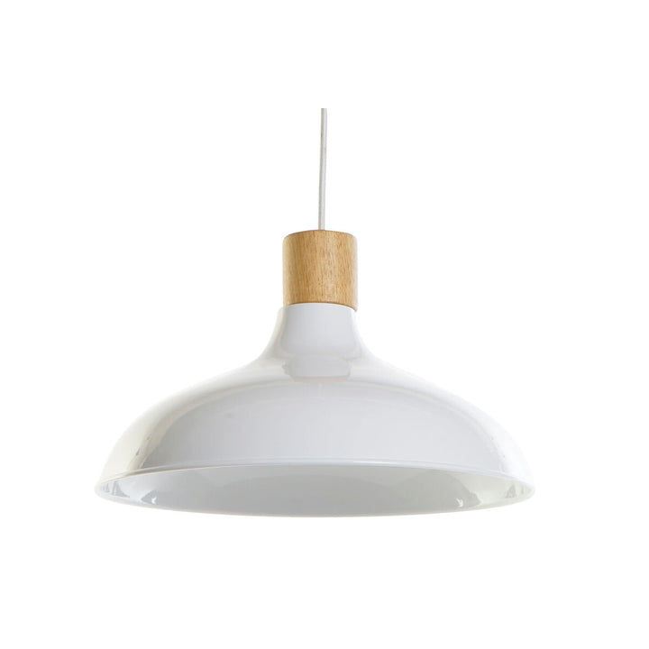Weiße Metall Deckenlampe mit braunem Kiefernholz von DKD Home Decor - homely Family Shop