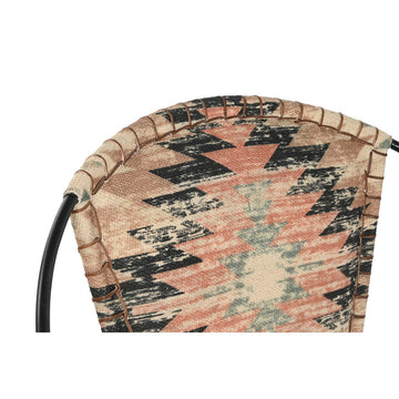 Bunter DKD Home Dekor Stuhl mit geometrischen Mustern und Metallrahmen - homely Family Shop