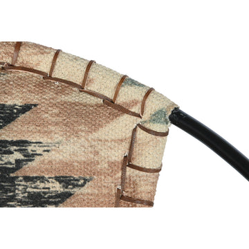 Nahaufnahme vom Stuhl mit farbigem Muster und Leder - homely Family Shop