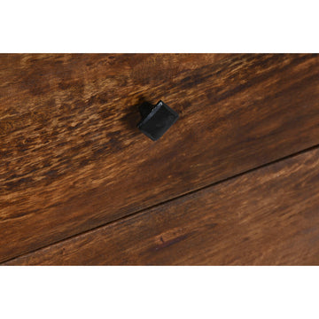 Nahaufnahme: Dunkelbraunes Mango-Holz mit Griff - Homely Family Shop