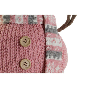 DKD Home Decor Dekofigur in Rosa mit Strickmuster, Knöpfen und Schal.